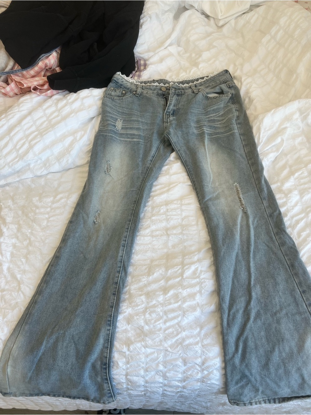 Light Blue Distressed Flared Women’s Jeans